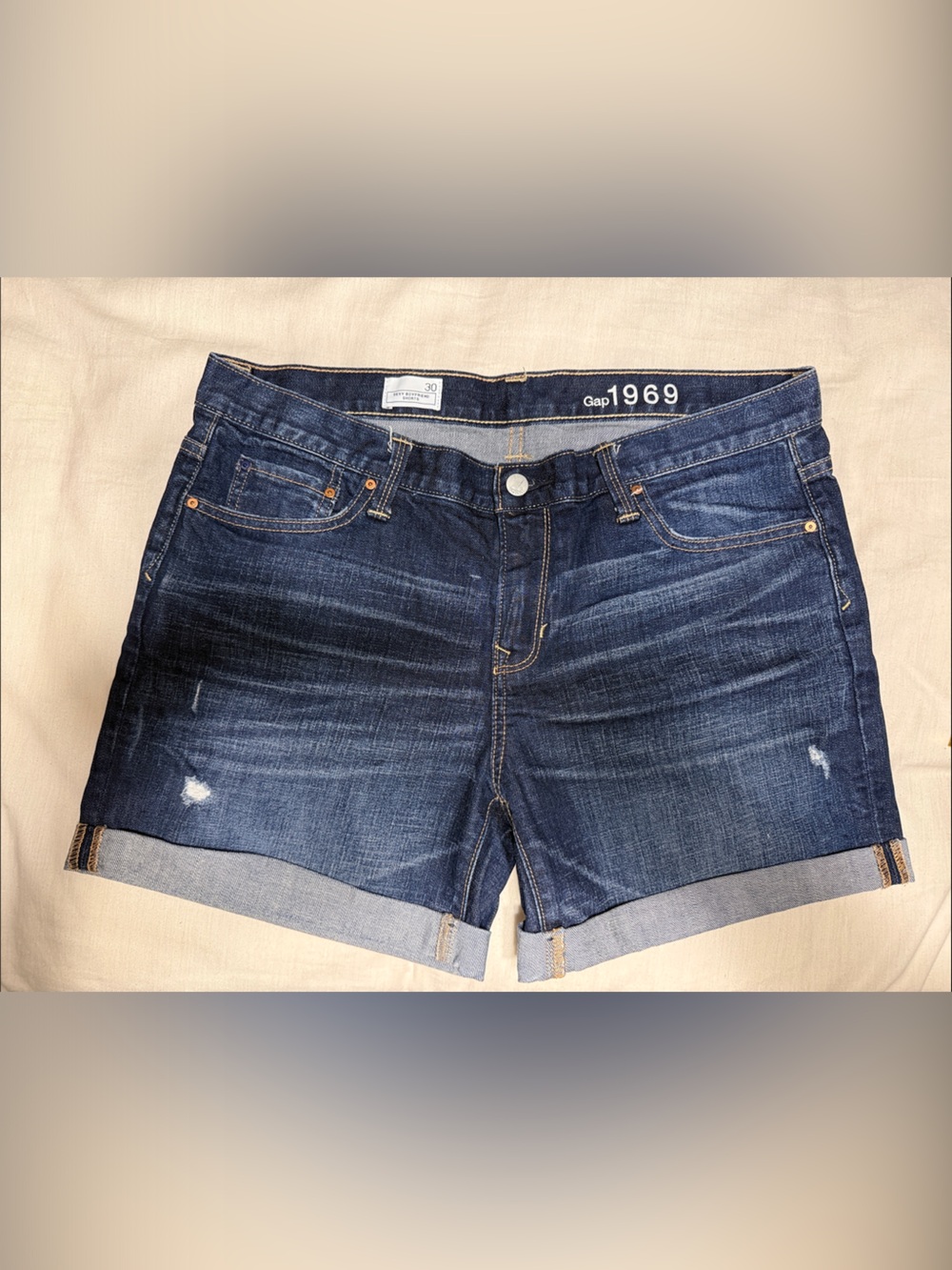 GAP 1969 Dark Indigo Rolled Cuff Denim Shorts